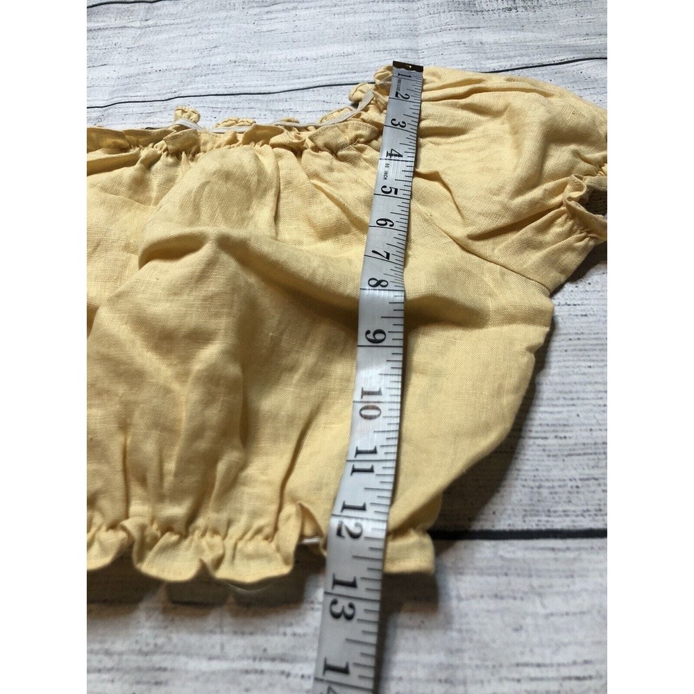 Reformation Women’s Yellow Crop Top Ruffled Off The Shoulder Small R6 - Picture 9 of 10